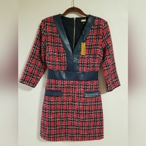 NWT Alexia Admor tweed red blue dress size 8